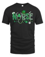 Irish Nurse St Patricks Day Shamrock Stethocsope T-Shirt Unisex Standard T-Shirt black s